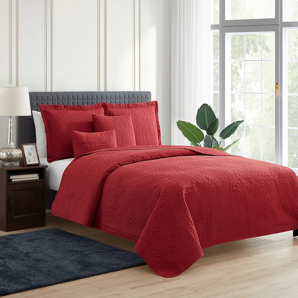 Clara Clark Bedspread Quilt Set - Grid Weave Pinsonic Lightweight Coverlet Set
