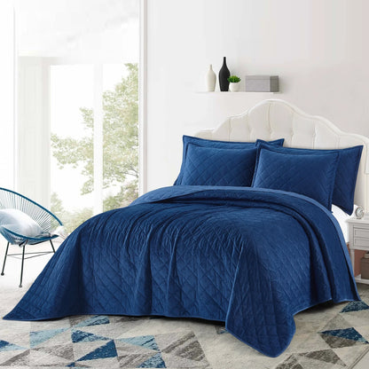 Serenta Velvet Quilts 5 Piece Ultra Soft Floor Touching Bedspread Set