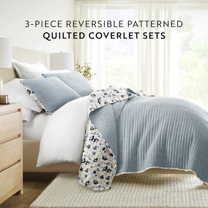 Becky Cameron All Season 3 Piece Floral Reversible Quilt Set
