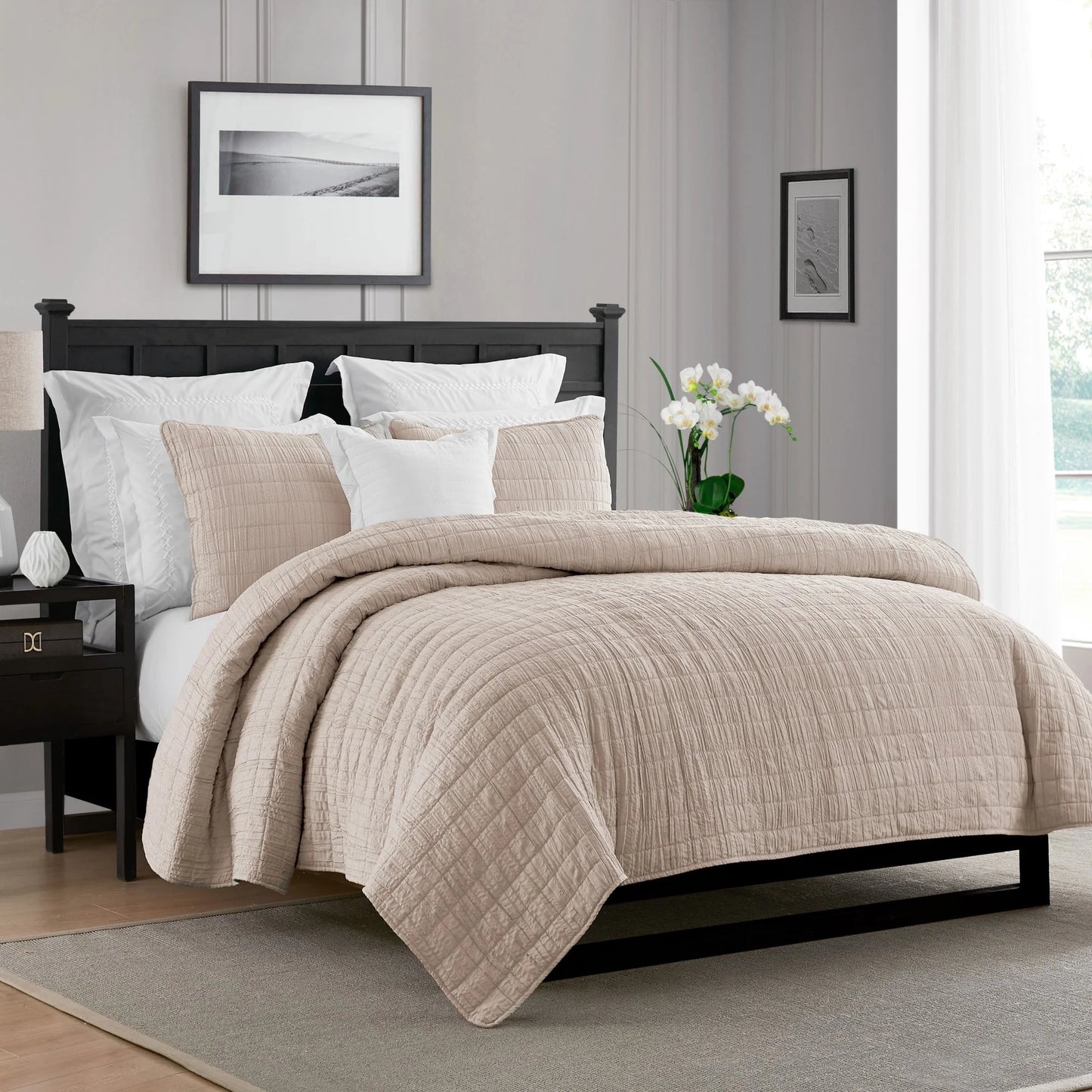 Swift Home Crinkle Enzyme Wash Oversized Coverlet/Bedspread Quilt Sets