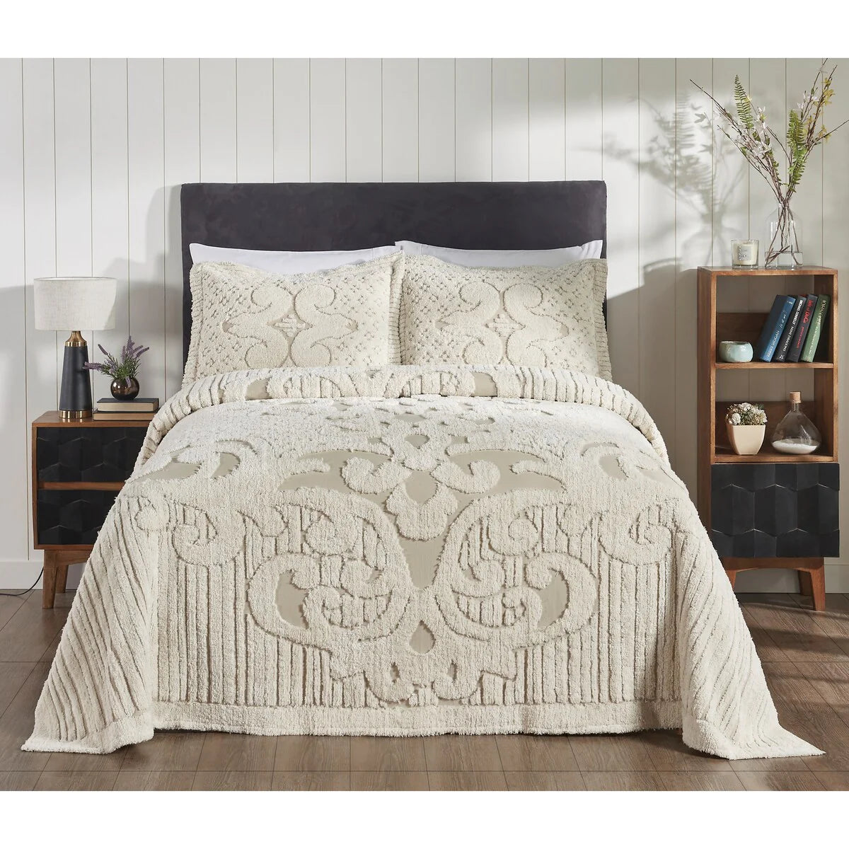 Better Trends Chenille Bedspread Set with Sham Medallion Design 100% Cotton Soft Machine Washable Tufted Ashton Collection