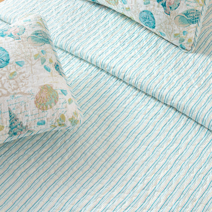 Linery & Co. Coastal Microfiber Quilt Set With Shams.