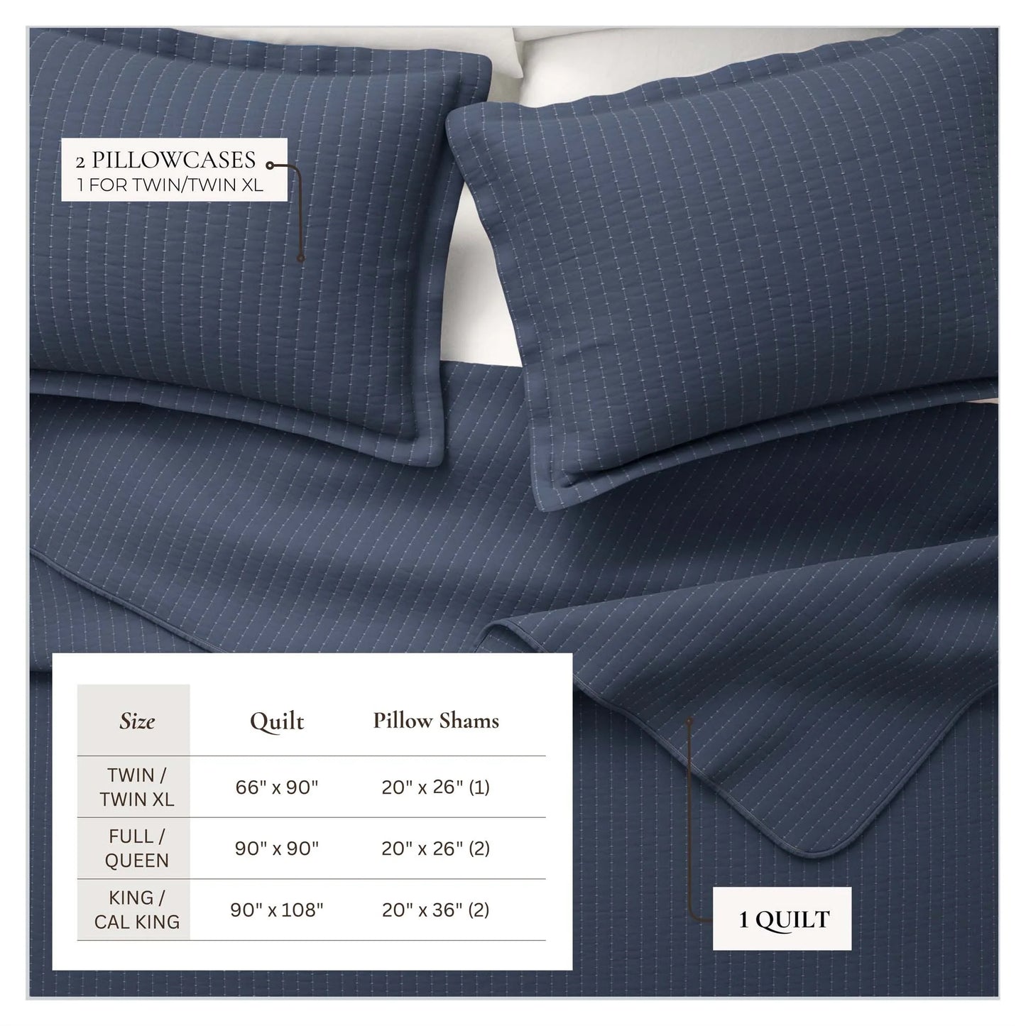 Linery & Co. Detailed Channel Stitch Microfiber Quilt Set With Shams.
