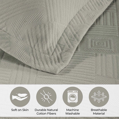 Superior Geometric Fret Cotton Decorative Bedspread Set