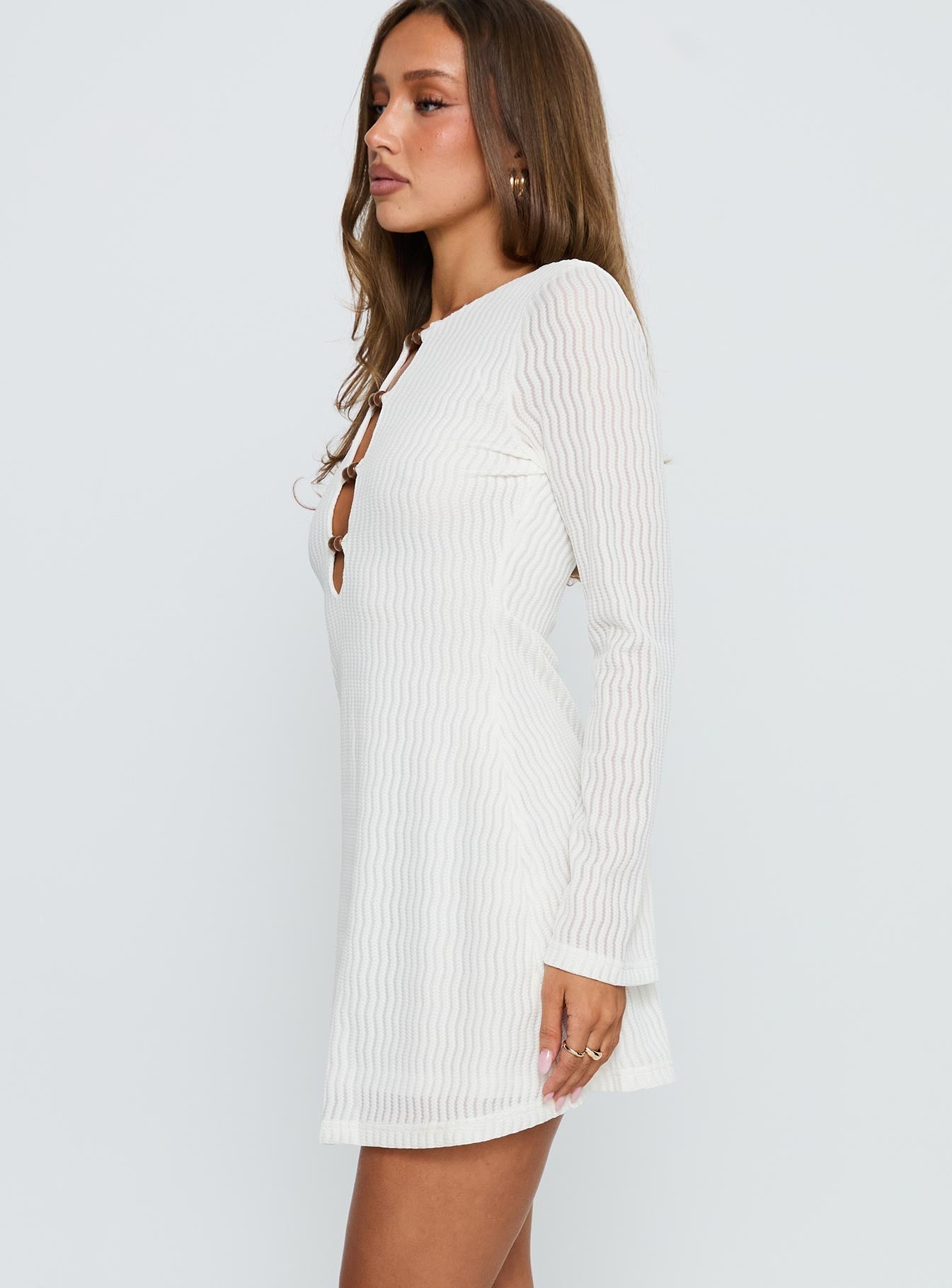 Calibre Long Sleeve Mini Dress Cream