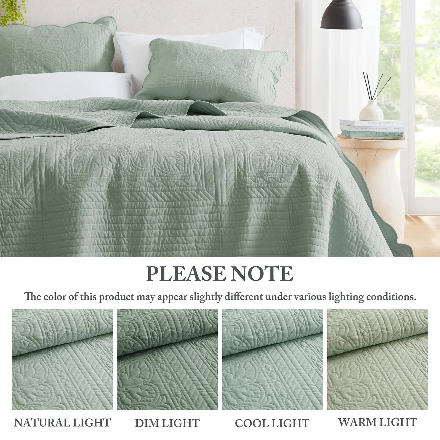 Madison Park Marino 3 Piece Reversible Scalloped Edge Quilt Set