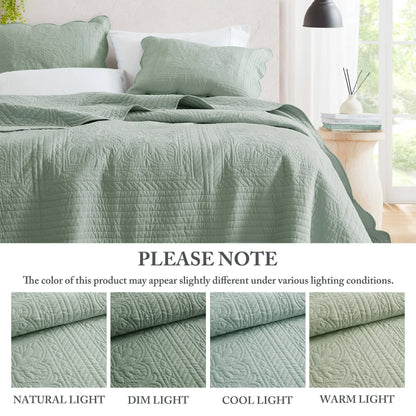 Madison Park Marino 3 Piece Reversible Scalloped Edge Quilt Set