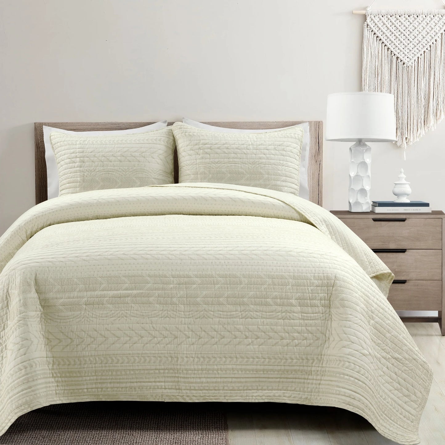 Lush Decor Hygge Geometric Pattern 3-piece Quilt Set