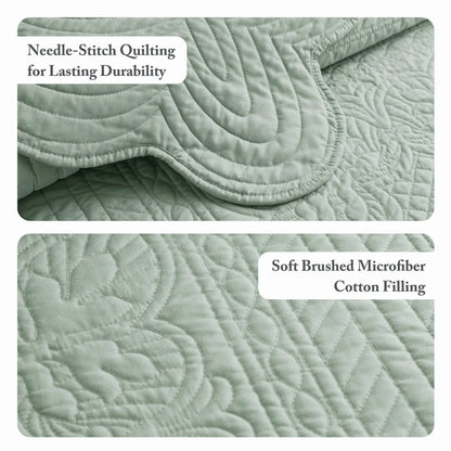 Madison Park Marino 3 Piece Reversible Scalloped Edge Quilt Set