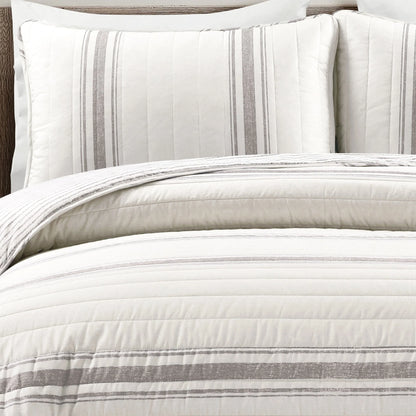 Lush Decor Farmhouse Stripe 3 Piece Quilt Set
