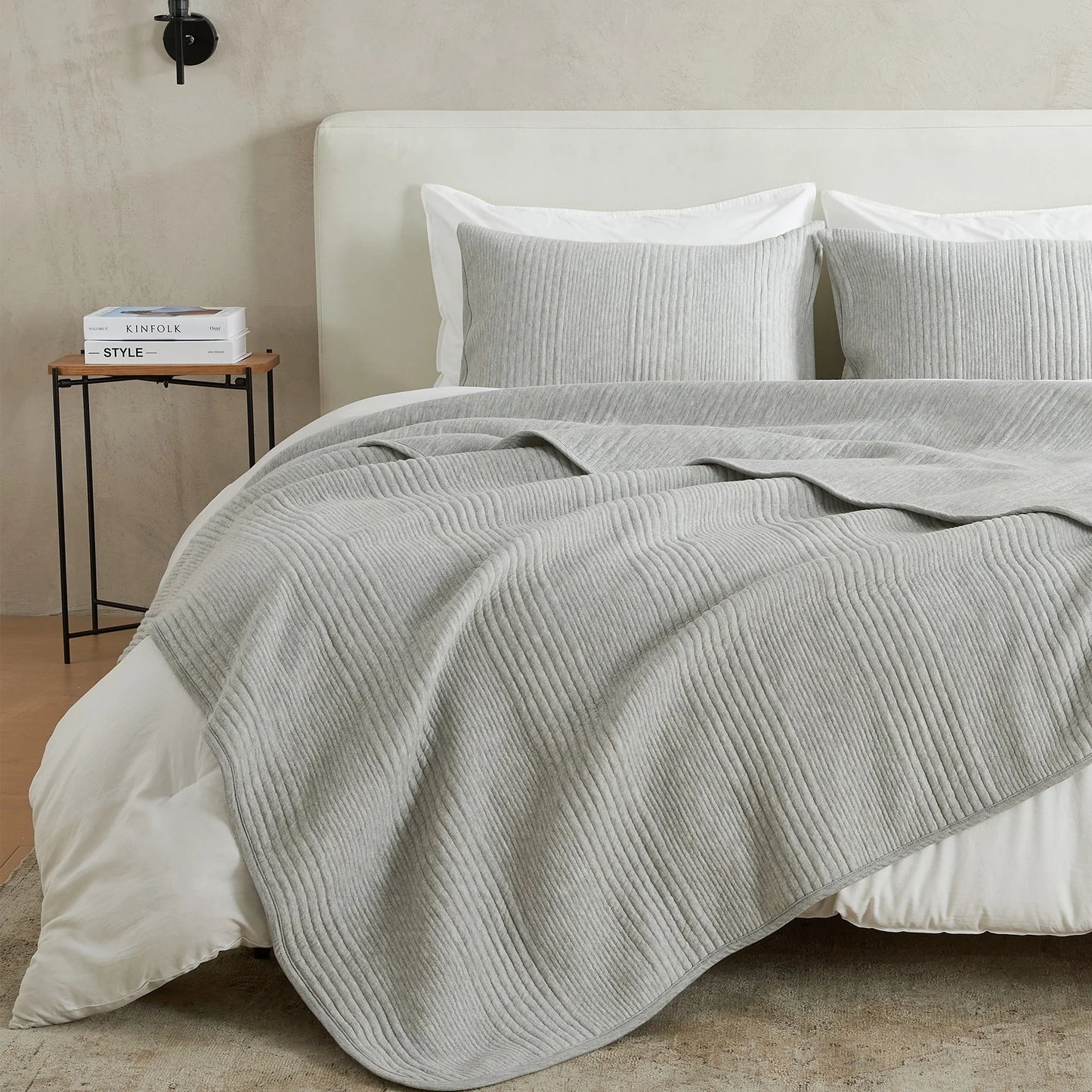 Linery & Co. Cotton Blend Jersey Knit Channel Stitch Quilt Set