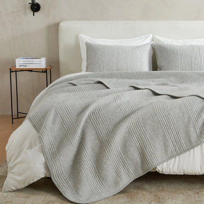 Linery & Co. Cotton Blend Jersey Knit Channel Stitch Quilt Set
