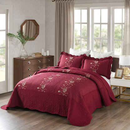 Embroidered Cotton Quilt Set
