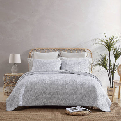 Tommy Bahama Distressed Water Leaves Cotton Reversible Quilt Set