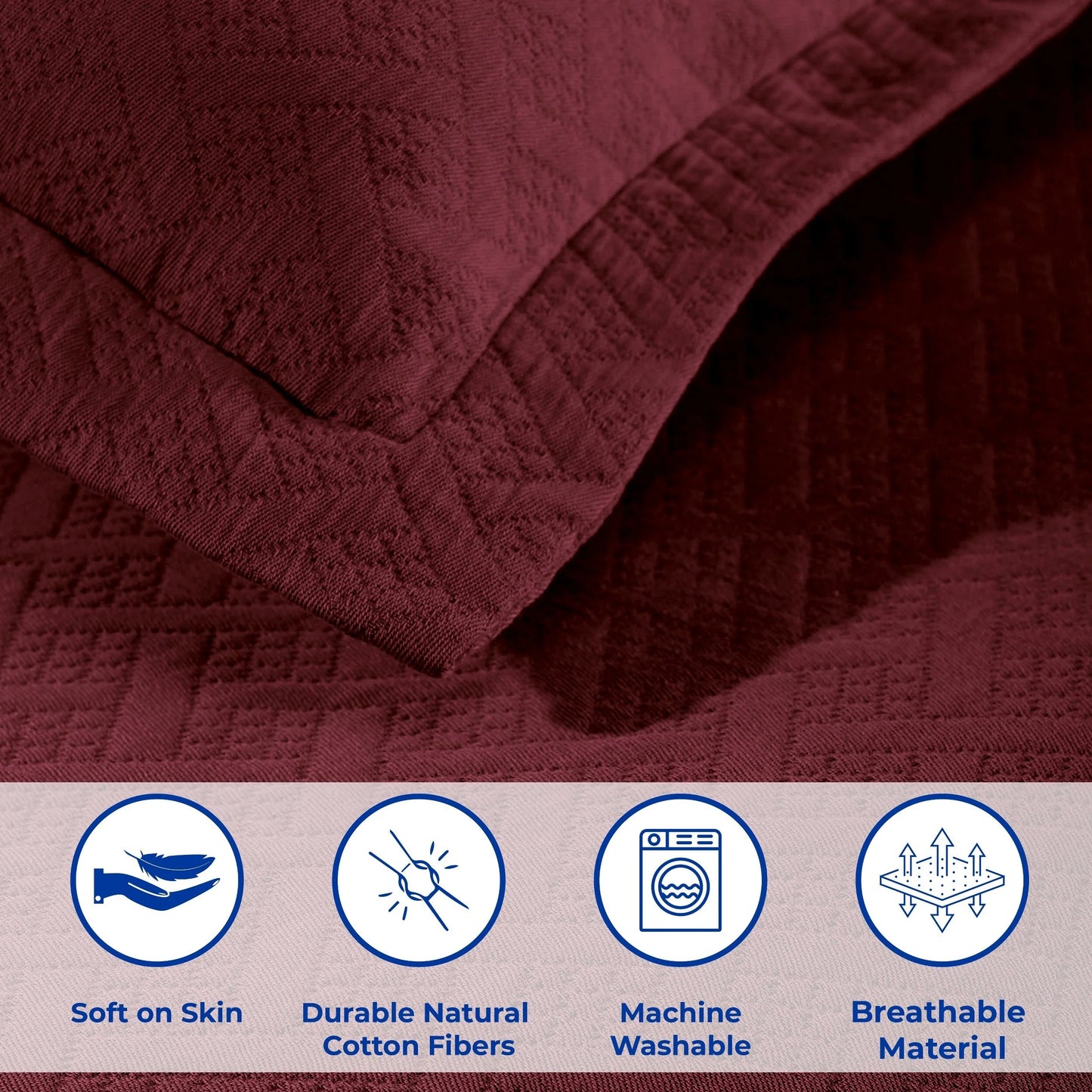 Superior Basketweave Cotton Decorative Bedspread Set