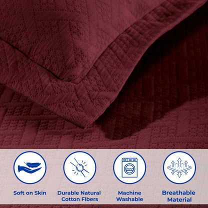 Superior Basketweave Cotton Decorative Bedspread Set