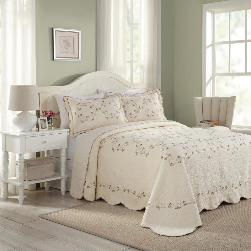 Modern Heirloom Felisa Floral Embroidered Bedspread