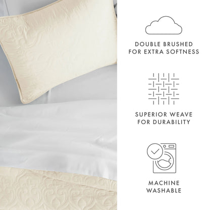 Soft Essentials Premium Ultra Soft Damask Pattern Quilted Coverlet Set