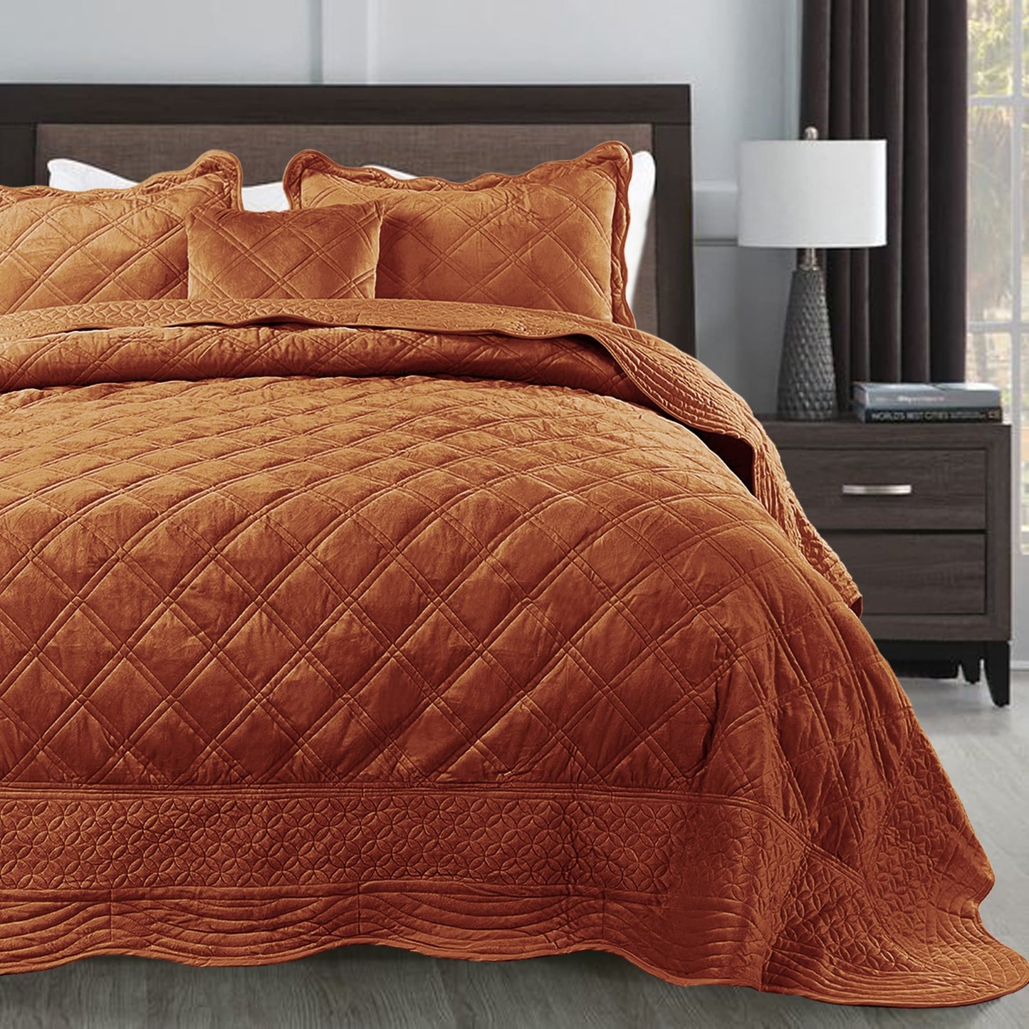 Serenta Supersoft Microplush Quilted 4 Pieces Bedspread Coverlet Set
