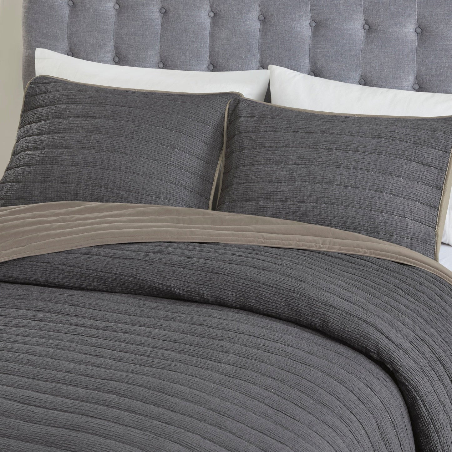 Madison Park Cameron 3 Piece Crinkled Microfiber Quilt Set