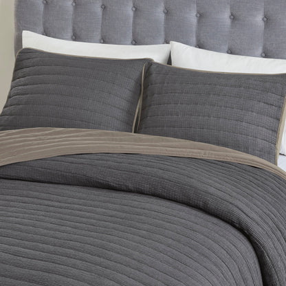 Madison Park Cameron 3 Piece Crinkled Microfiber Quilt Set