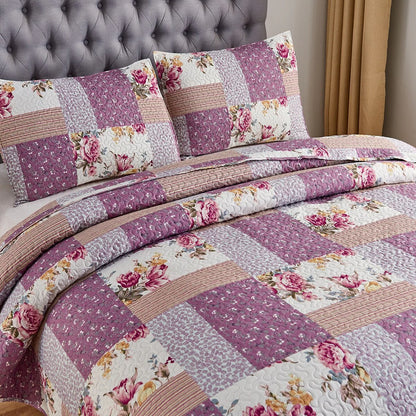 Boho Stripe Quilt Reversible 3 Piece Bohemian Design Bedding Set