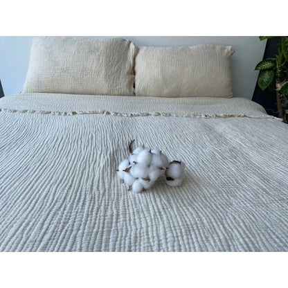 Muslin Blanket 4 Layers, Soft Bedspread, Turkish Cotton Muslin Bed Cover, Reversible Coverlet