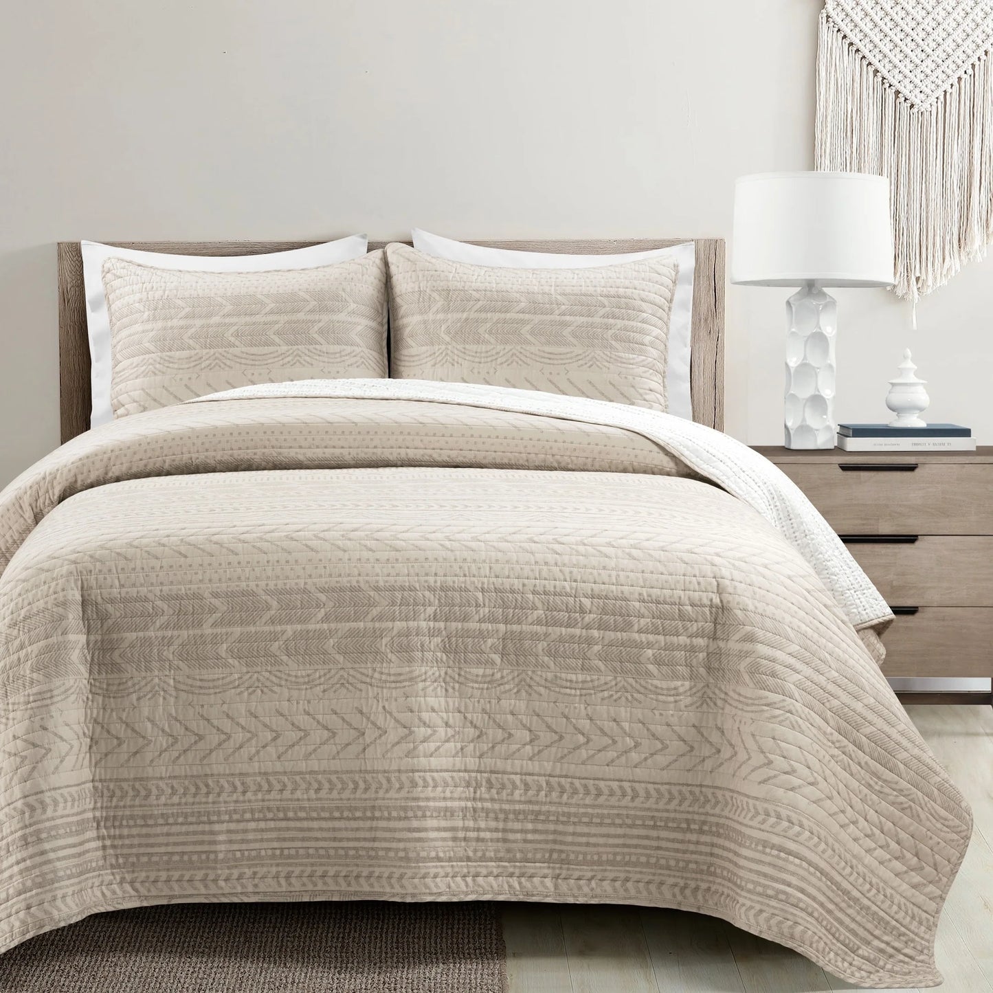 Lush Decor Hygge Geometric Pattern 3-piece Quilt Set
