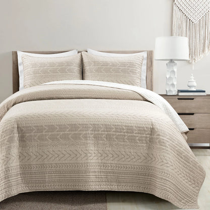 Lush Decor Hygge Geometric Pattern 3-piece Quilt Set