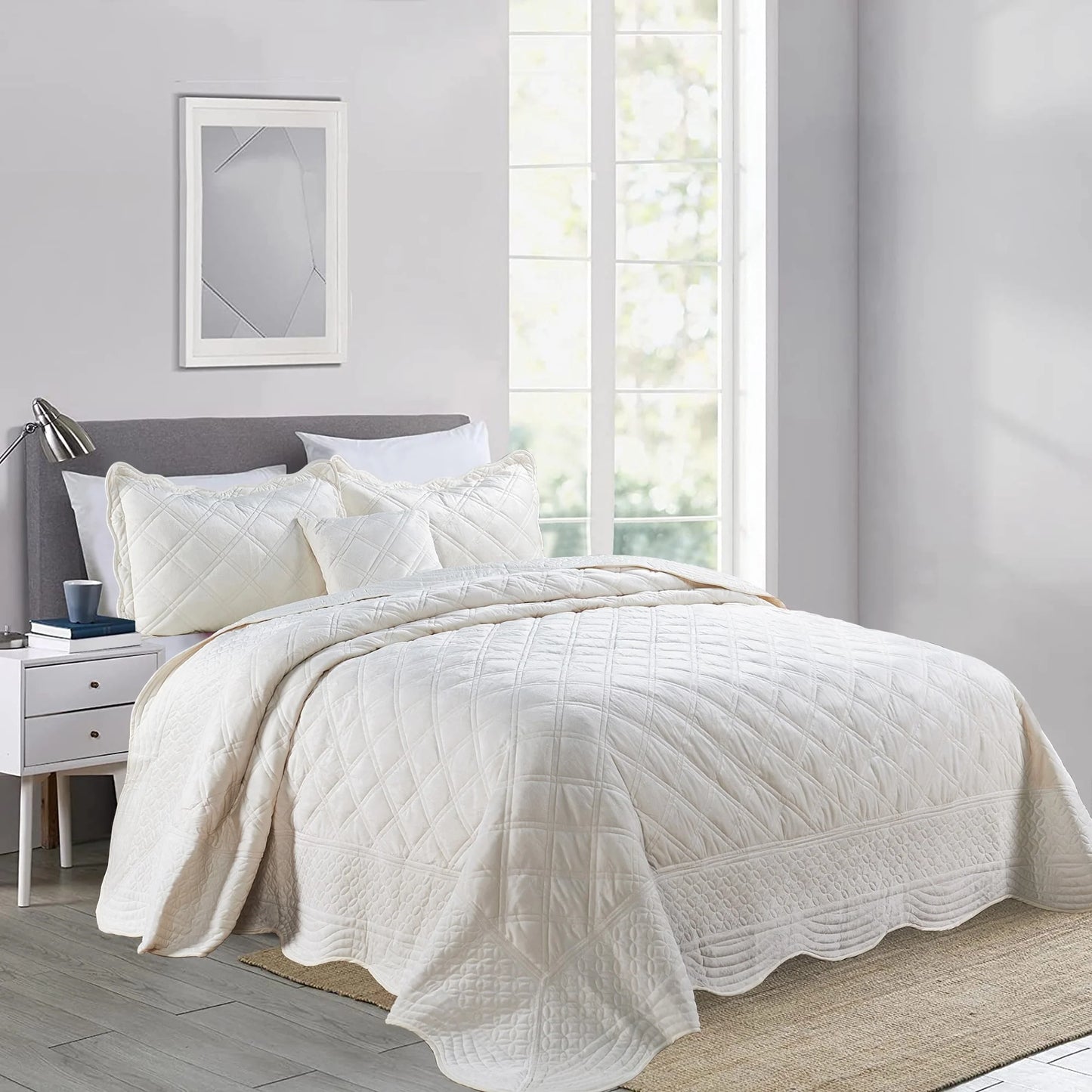 Serenta Supersoft Microplush Quilted 4 Pieces Bedspread Coverlet Set