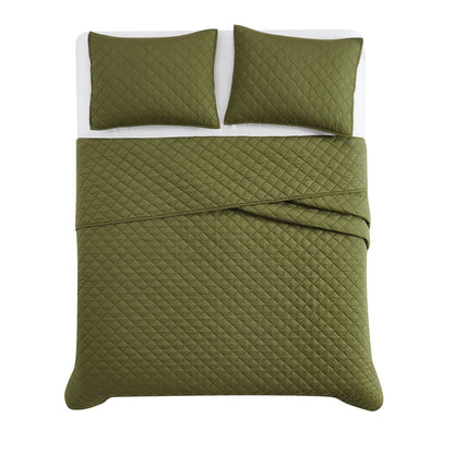Cannon Solid Oversized Percale 3 Piece Quilt Set