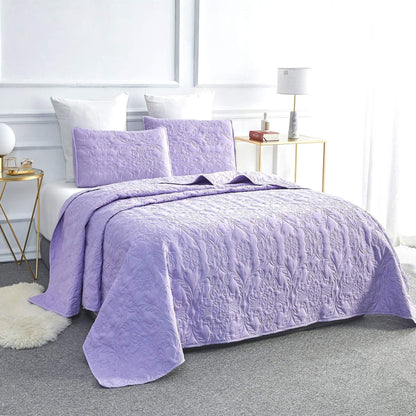 Sophia & William 2/3 Pieces Quilt Set, Reversible Microfiber Bedding Bedspread Coverlet Set