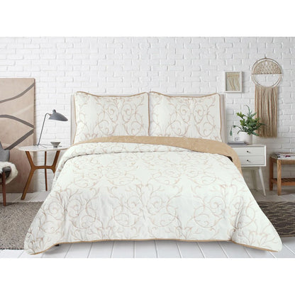 Marina Decoration Embroidered Stitching Coverlet Bedspread Ultra Soft Solid Summer Quilt Set, Modern Branch Pattern
