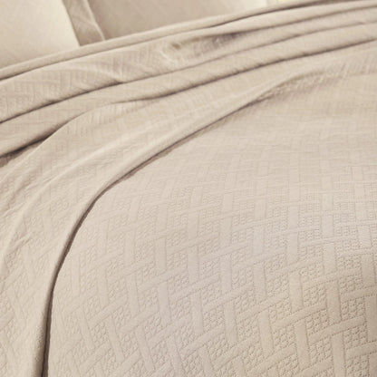 Superior Basketweave Cotton Decorative Bedspread Set