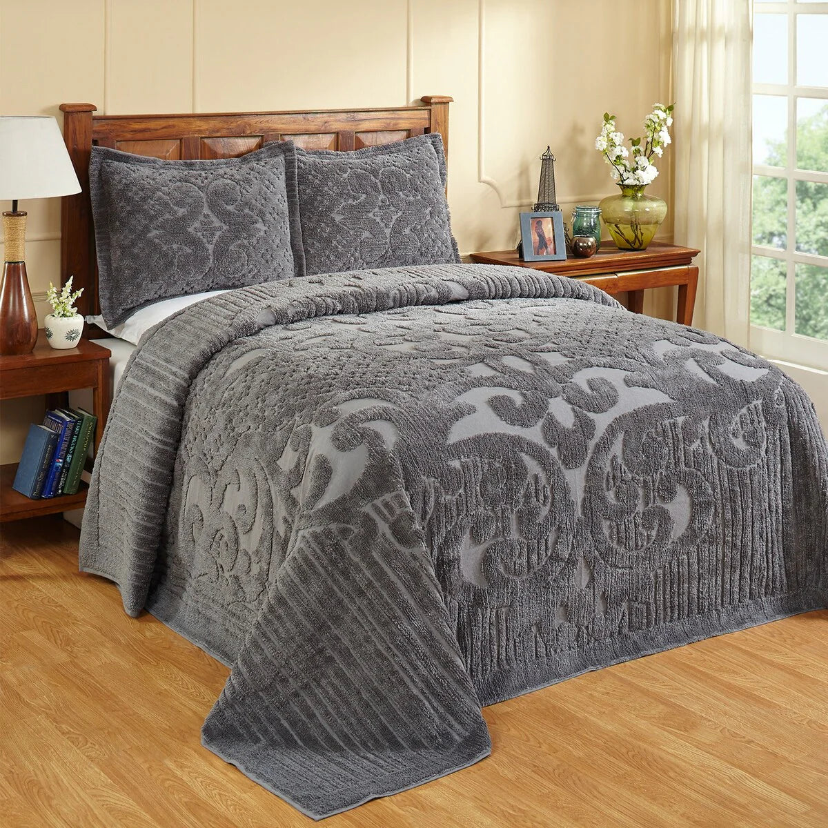 Better Trends Chenille Bedspread Set with Sham Medallion Design 100% Cotton Soft Machine Washable Tufted Ashton Collection