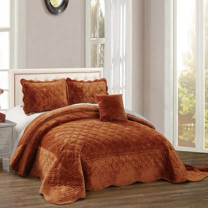Serenta Supersoft Microplush Quilted 4 Pieces Bedspread Coverlet Set