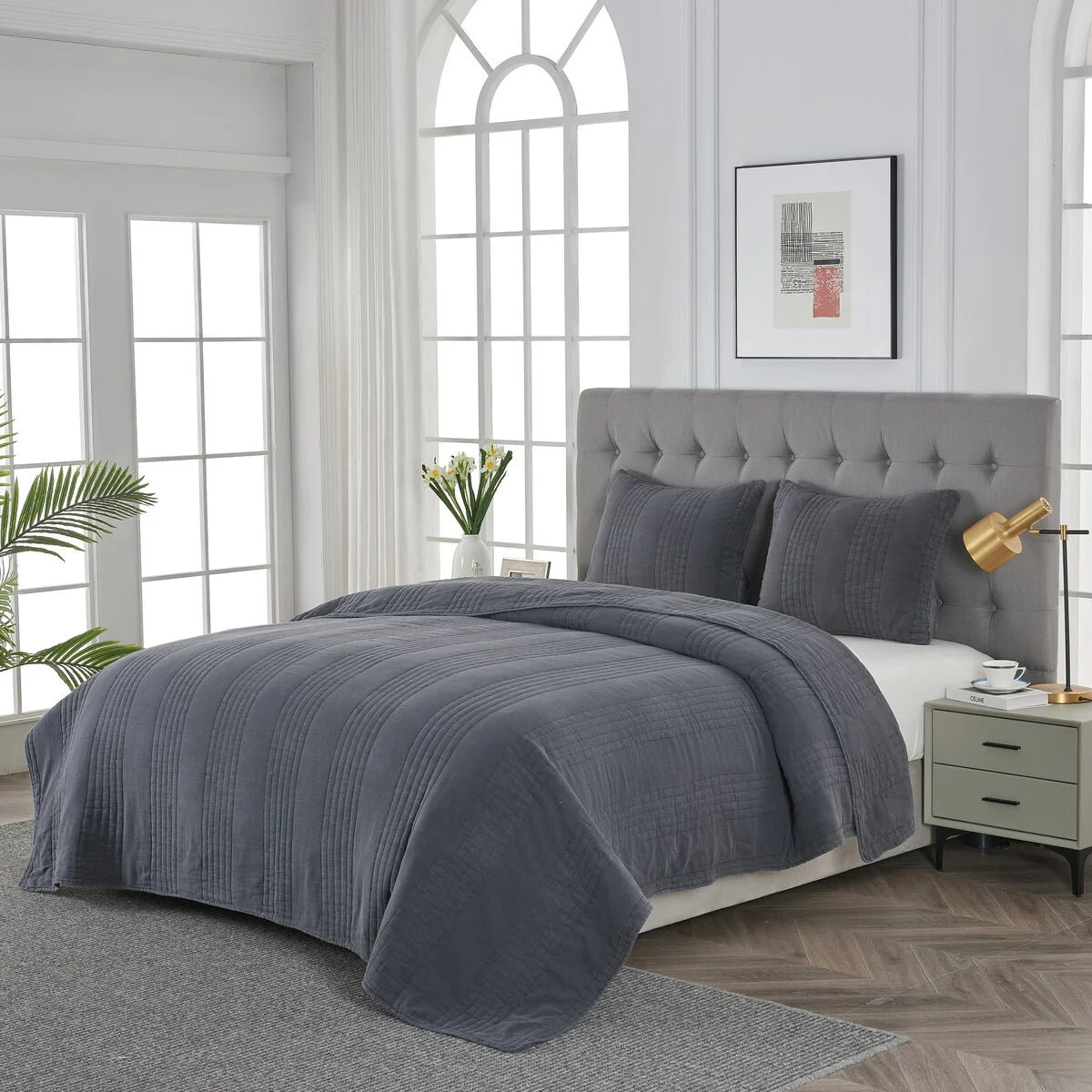 Stonewash Classic Cotton Quilt & Coverlet Set