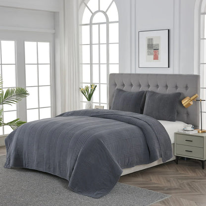 Stonewash Classic Cotton Quilt & Coverlet Set