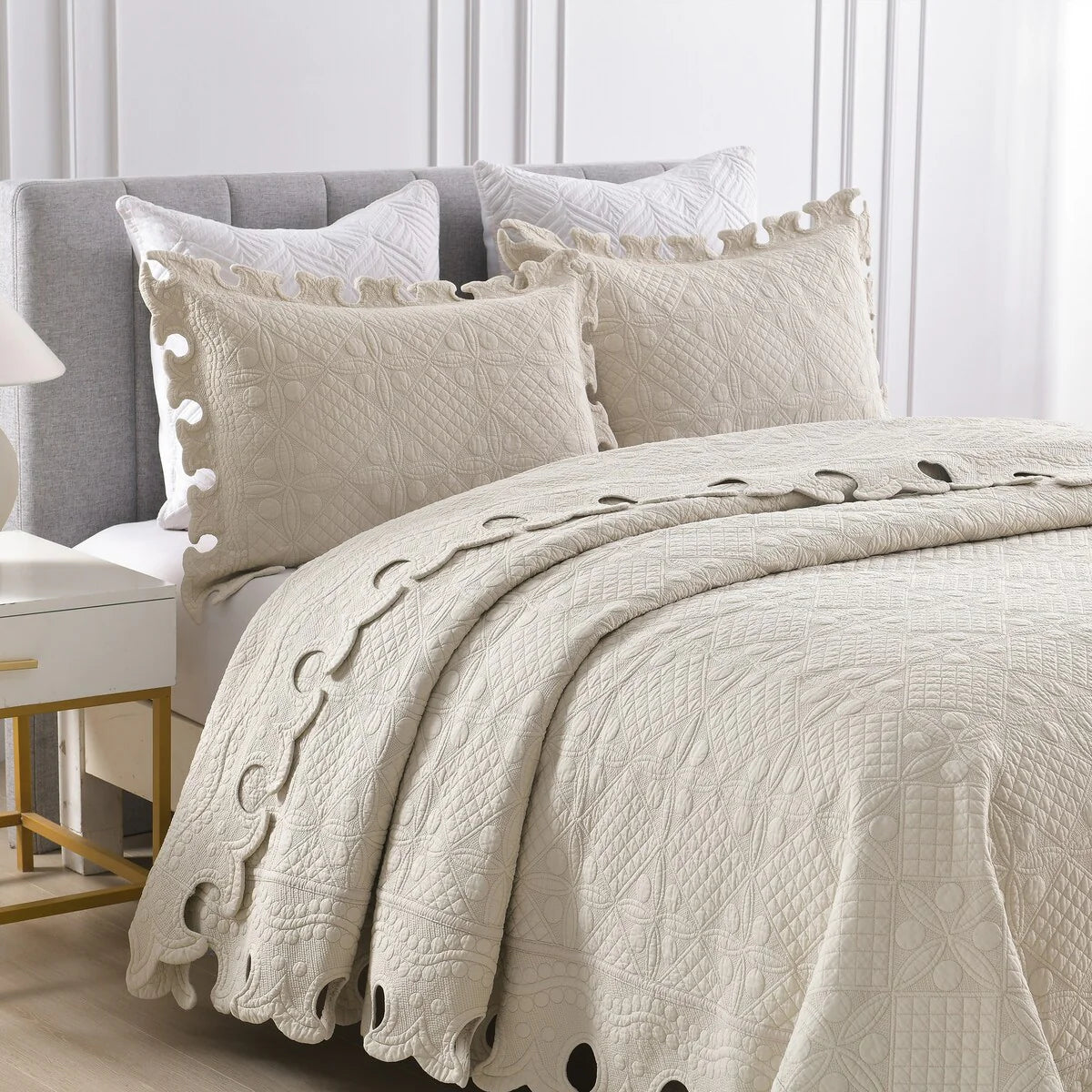 MarCielo 3PCS 100% Cotton Oversized Bedspread Set Coverlet Quilt Set TW