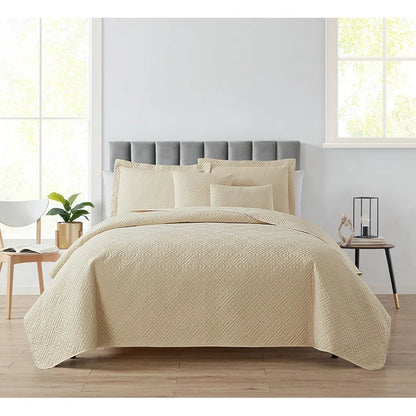 Clara Clark Bedspread Quilt Set - Embossed Pinsonic Lightweight Coverlet Set