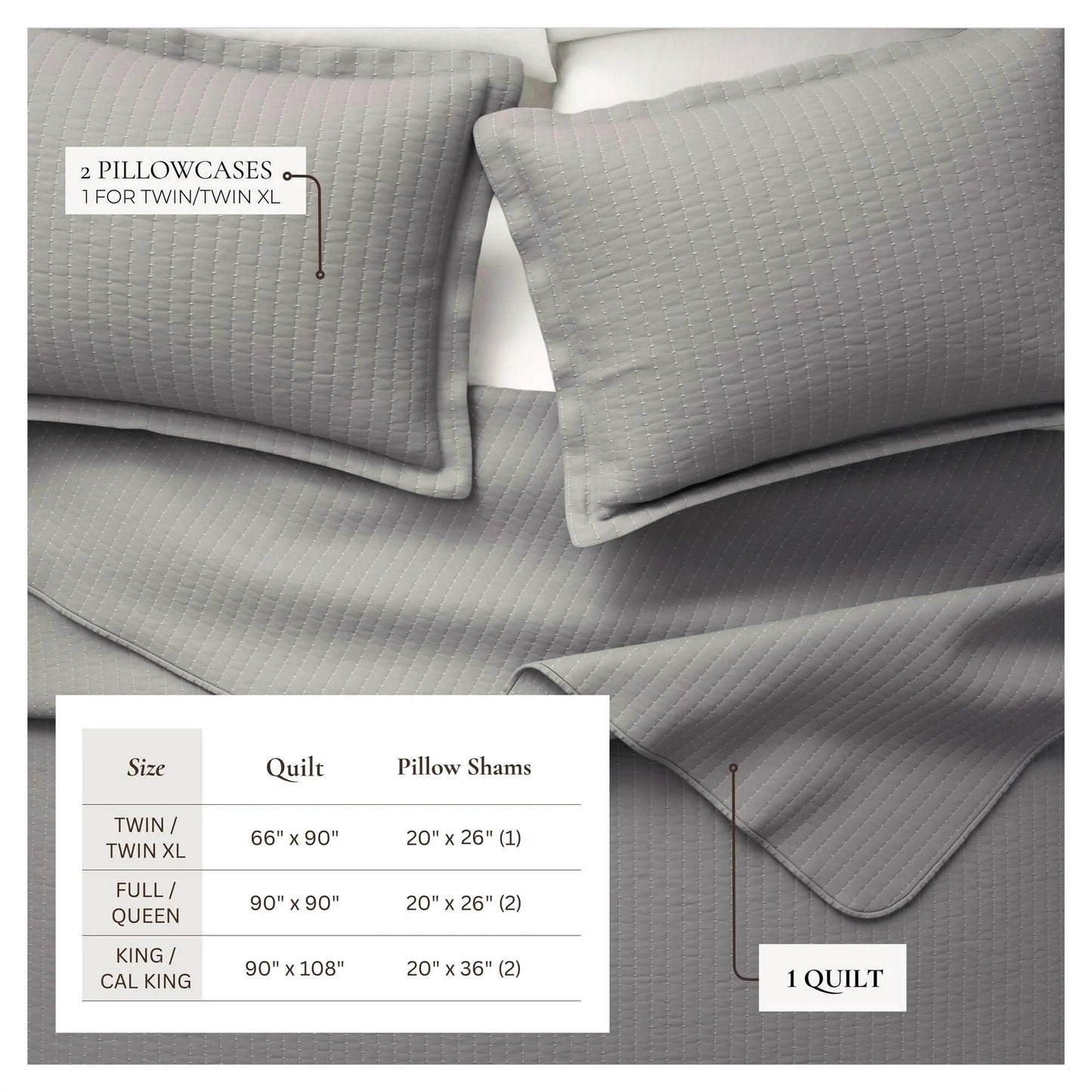Linery & Co. Detailed Channel Stitch Microfiber Quilt Set With Shams.