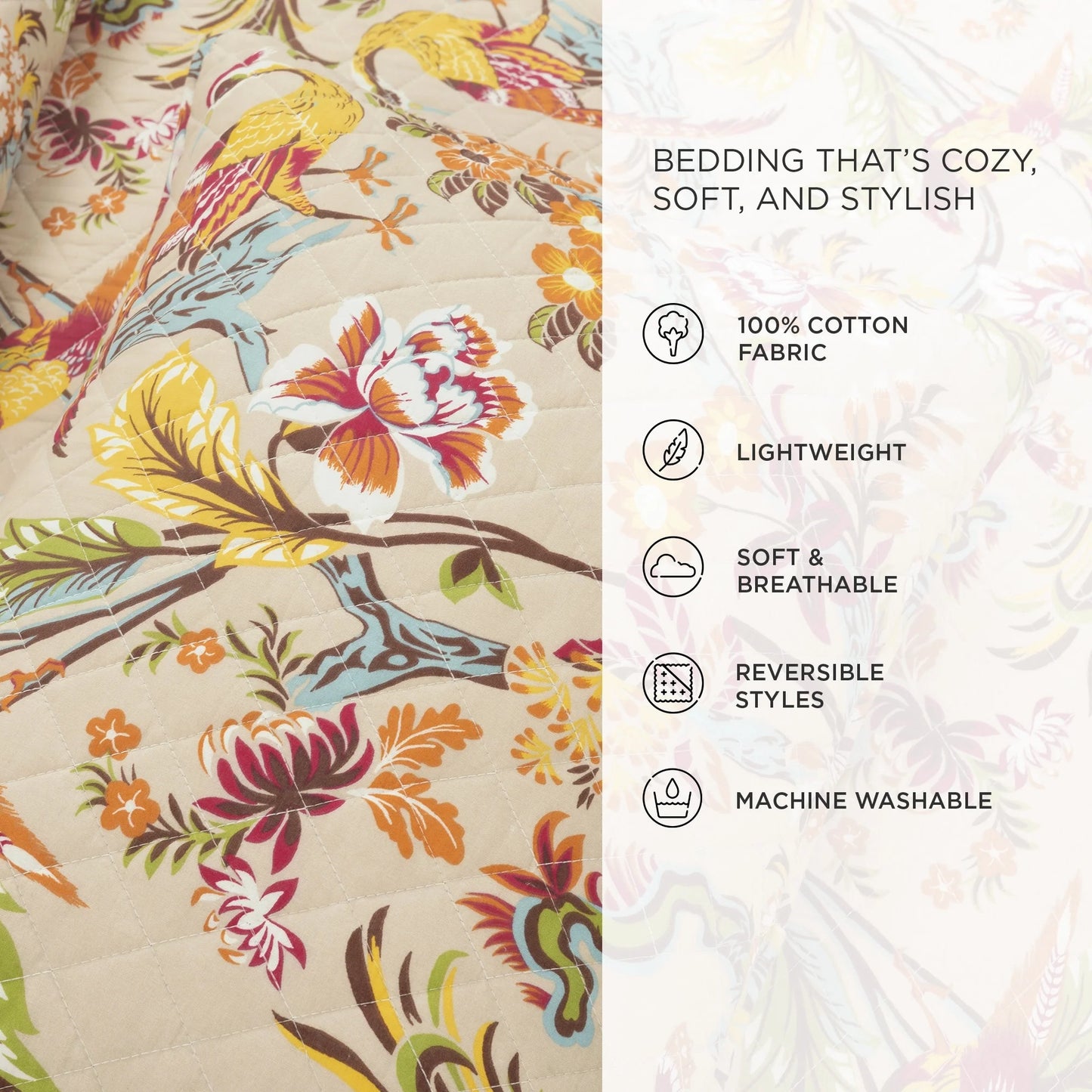 Lush Decor Dolores 3 Piece Cotton Quilt Set