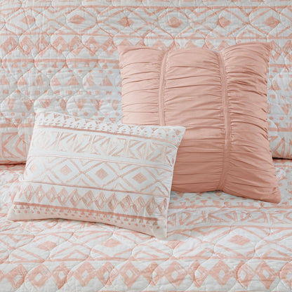 Intelligent Design Cora 7 Piece Reversible Cotton Quilt Set with Euro Shams and Thrwo Pillows
