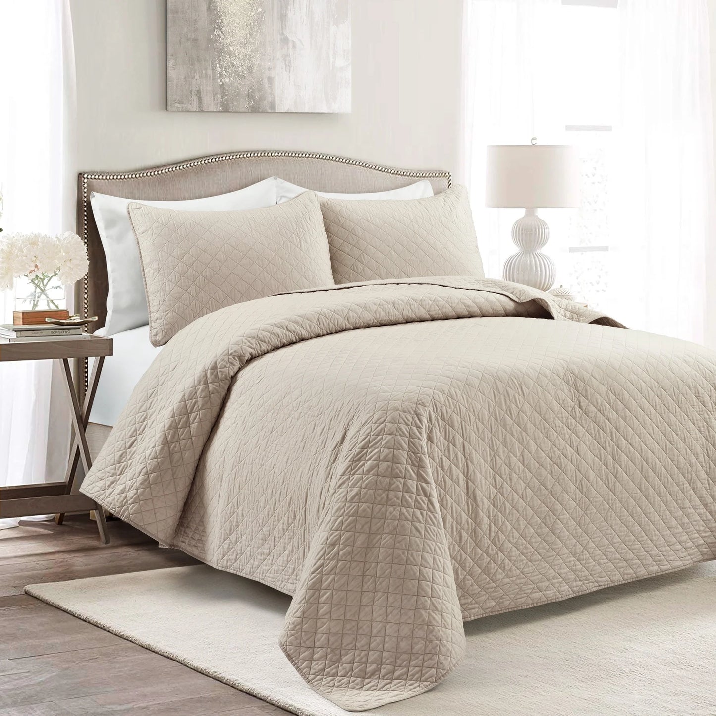 Copper Grove Balm Diamond Oversized Cotton 3-piece Quilt Set