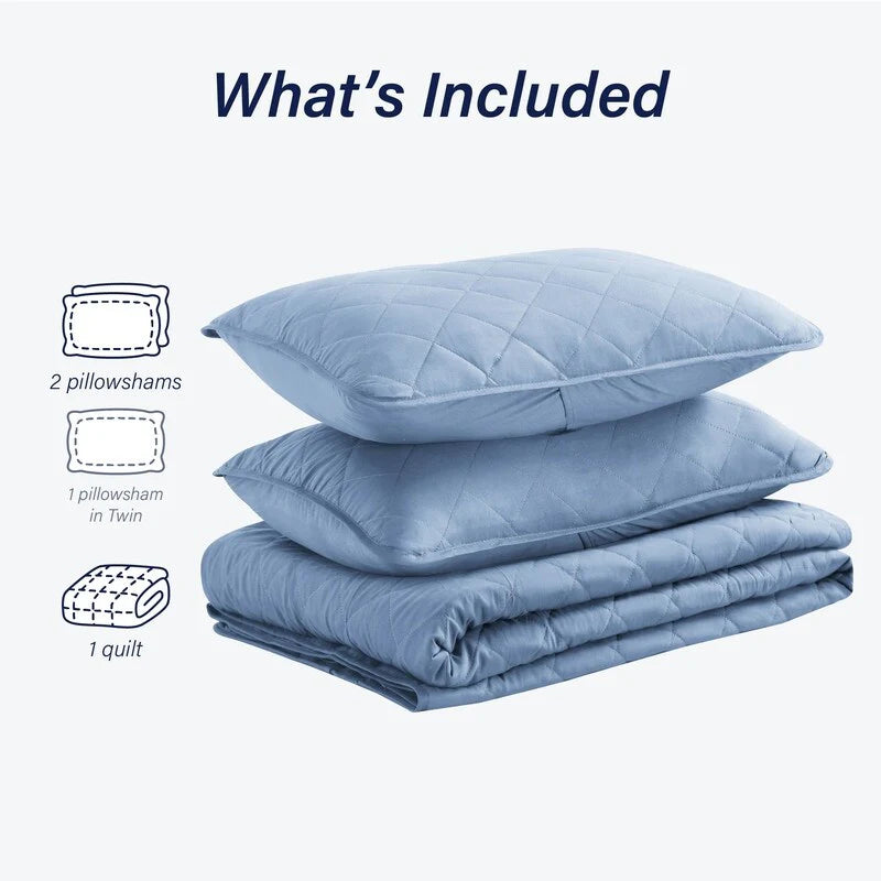 Modern Ultra Soft Microfiber Traditional Diamond Quilting Coverlet Quilt Set