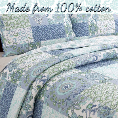 Porch & Den Lehman Cotton Blue Quilt Bedding Set