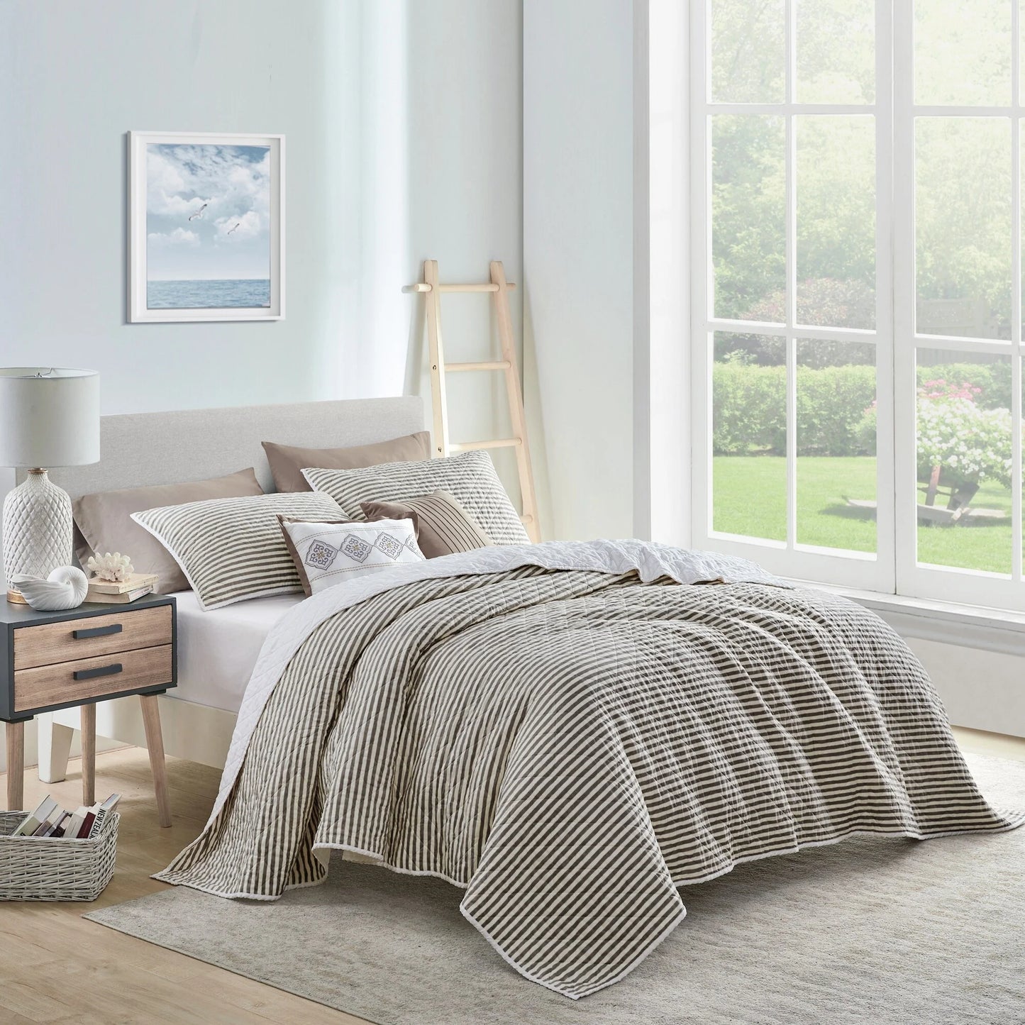 Wonderful 5 Piece Striped Coverlet Set