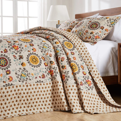 Greenland Home Fashions Andorra Cotton 100% Cotton Reversible 3-Piece Bedspread Set