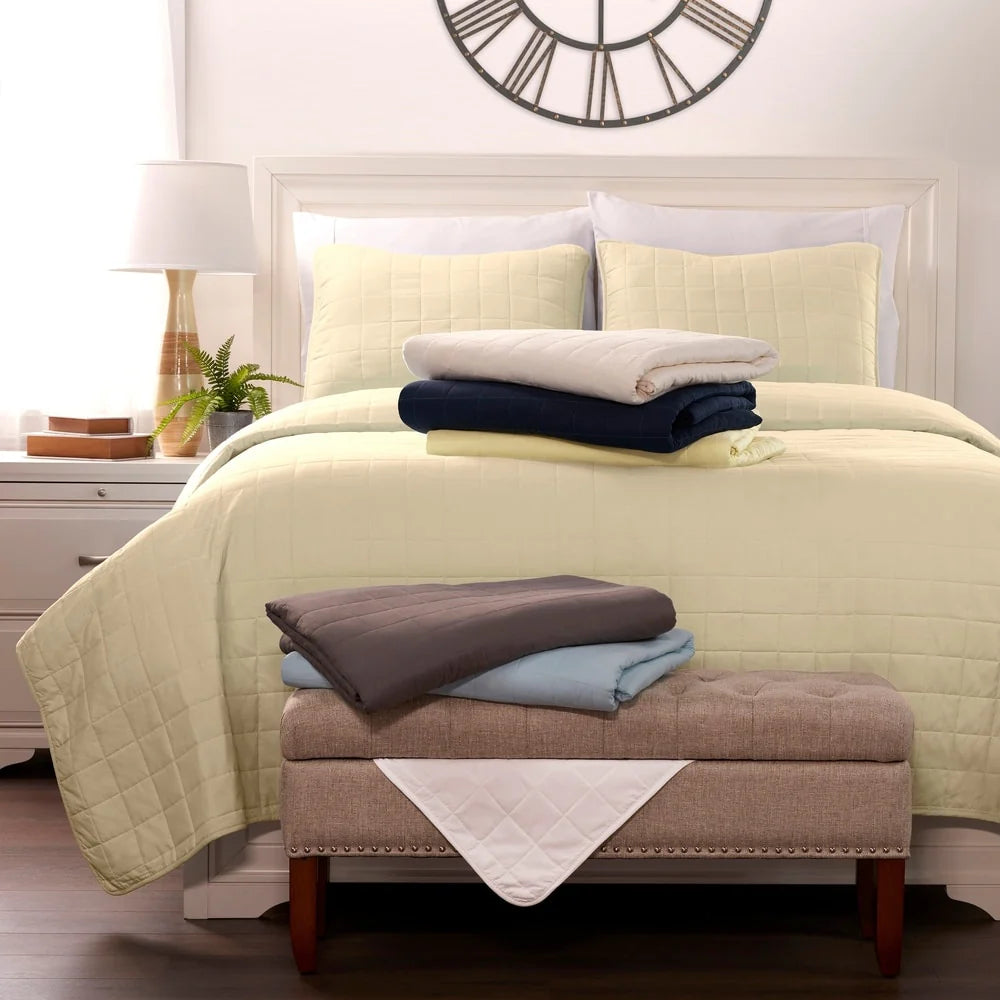 Luxury Ultra Soft Square Quilted Coverlet Set