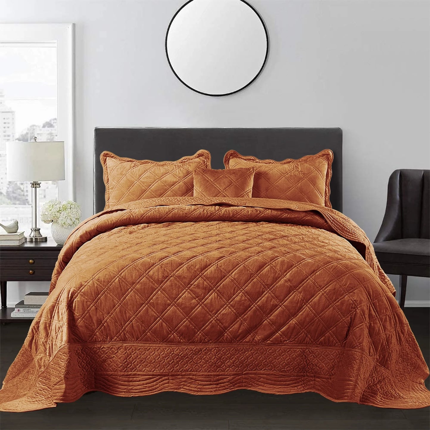 Serenta Supersoft Microplush Quilted 4 Pieces Bedspread Coverlet Set